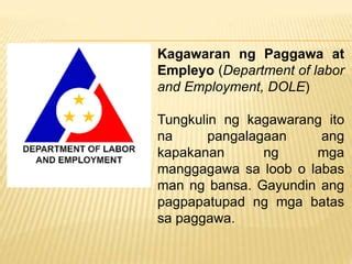 ano ang dole at tungkulin nito|Department of Labor and Employment (DOLE): What You Need .